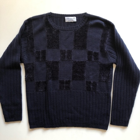 clarissa E Sweaters - Beautiful luxe Italian navy sparkle sweater